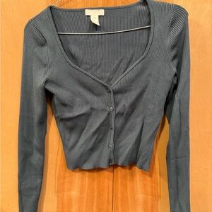 H&M grey blue Ribbed Knit Sweater